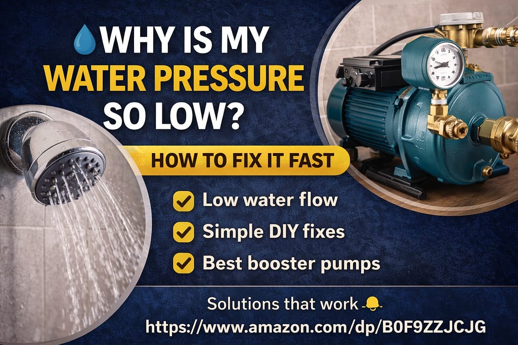 Low water pressure in shower and booster pump system used to increase water pressure in a home