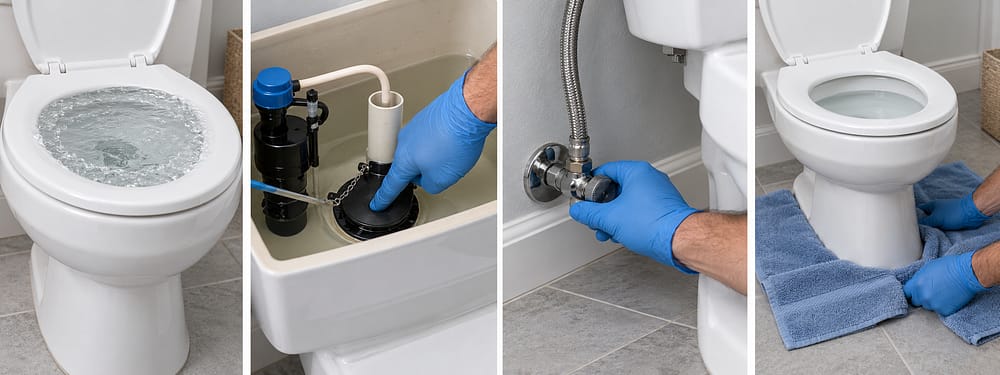 Four steps for stopping an overflowing toilet before water damages the floor