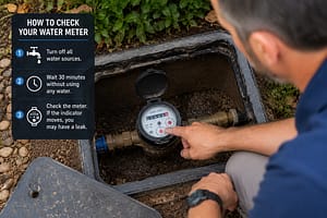 How to Find Hidden Leaks by checking your home water meter for signs of continuous water movement