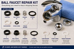 Ball faucet repair kit with springs and rubber seats used for dripping faucet repair