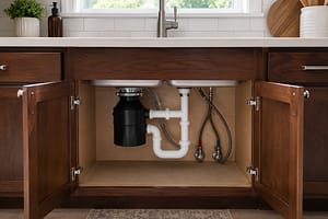 Prevent frozen pipes by opening kitchen sink cabinets to allow warm air to circulate around exposed plumbing.