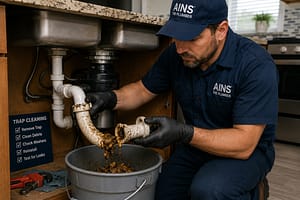 Best Drain Cleaning by removing and cleaning a kitchen sink P-trap