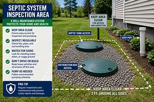 Plumbing Checklist image showing septic system inspection area during hurricane season plumbing preparation