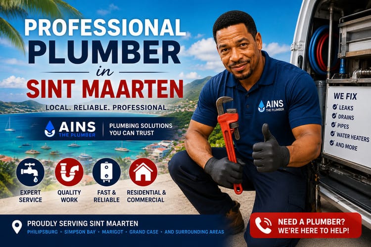 Professional plumber in Sint Maarten providing residential and commercial plumbing services for leaks, drains, pipes, and water heaters.