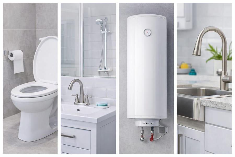 A selection of essential plumbing fixtures and tools for installation, repair, and home upgrades.
